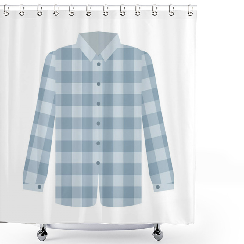 Personality  Checkered Grey Shirt Flat Style Vector Illustration Shower Curtains