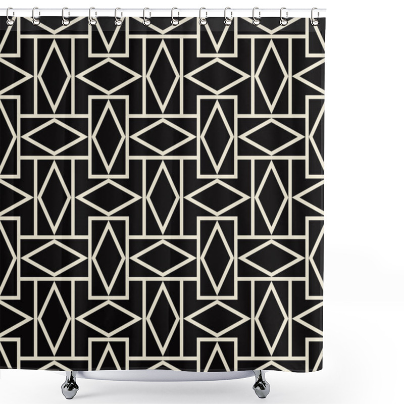 Personality  Seamless Geometric Black And White Pattern Of Rhombuses. Shower Curtains