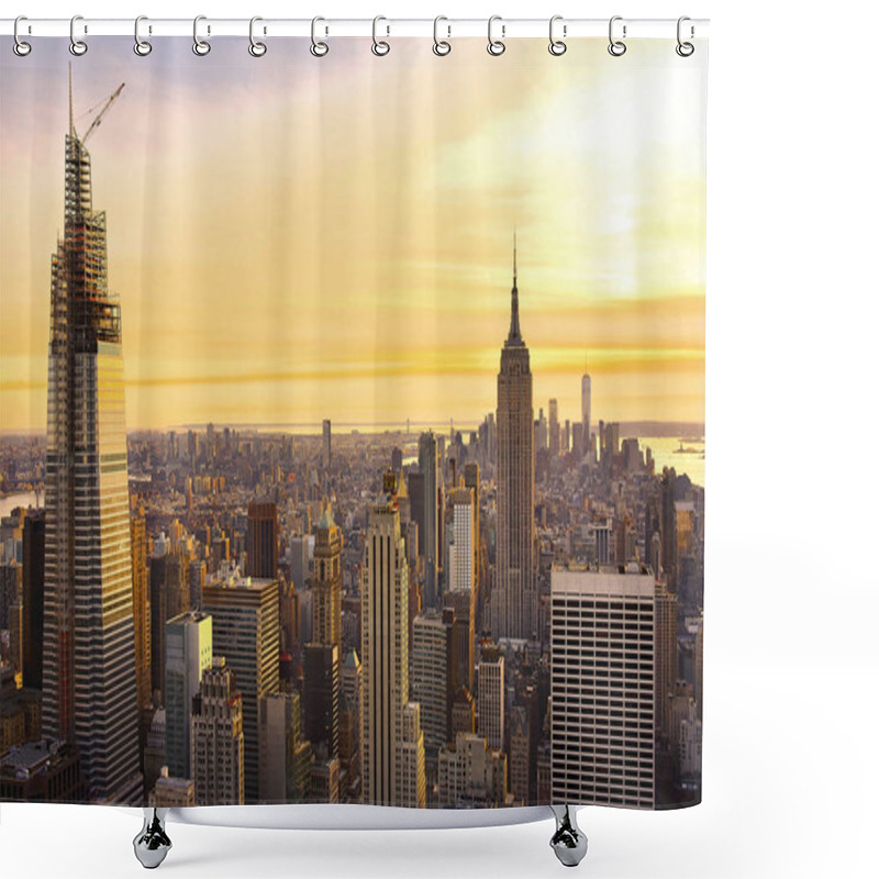 Personality  Manhattan, New York, NY, USA - November 30, 2019. New York City Architecture With Manhattan Skyline At Dusk From Top Of The Rock, Rockefeller Center , NY, USA. Shower Curtains