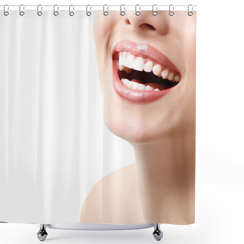 Personality  Wide Smile Of Young Fresh Woman Shower Curtains