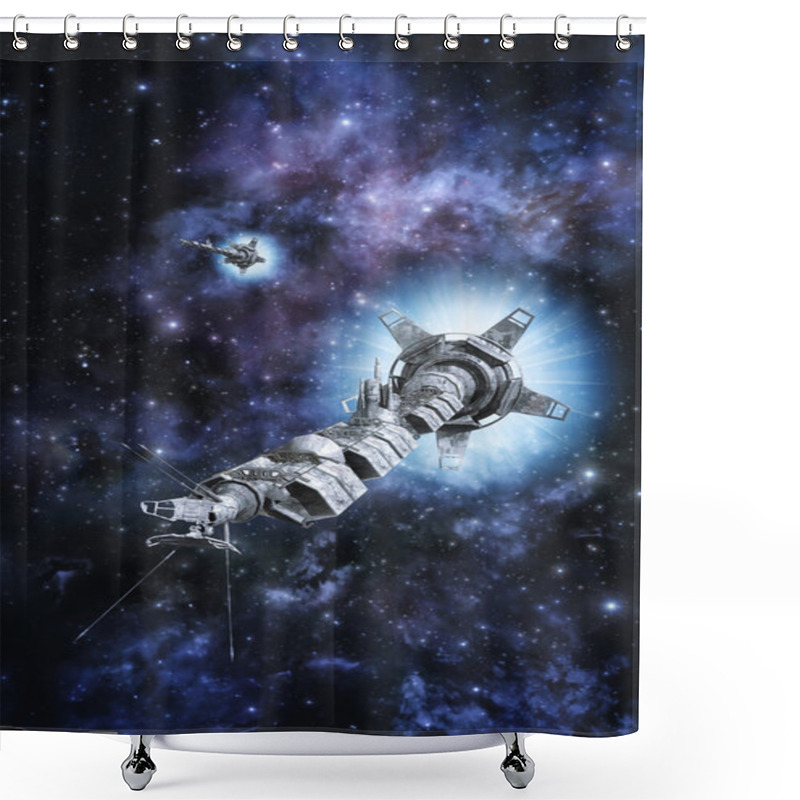 Personality  Generational Spaceship In Deep Space Shower Curtains