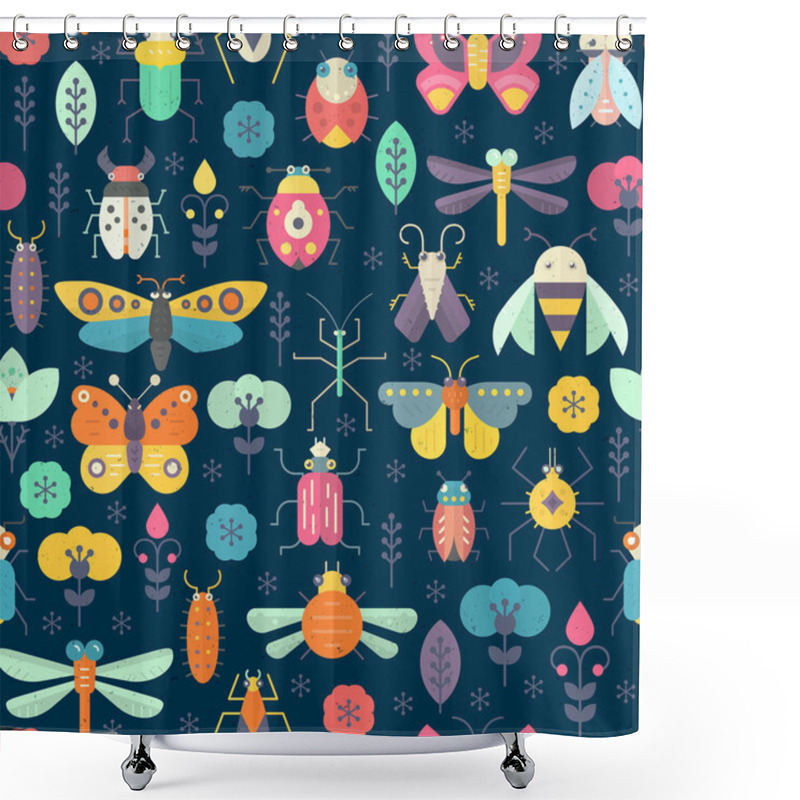 Personality  Dark Pattern With Bugs And Insects Shower Curtains