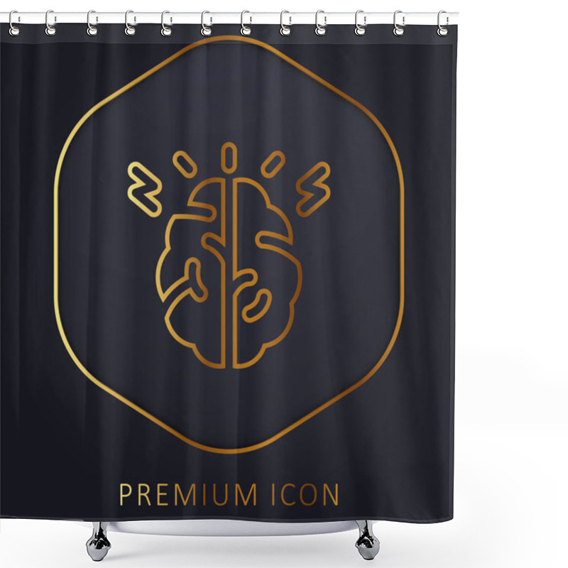 Personality  Brain Golden Line Premium Logo Or Icon Shower Curtains