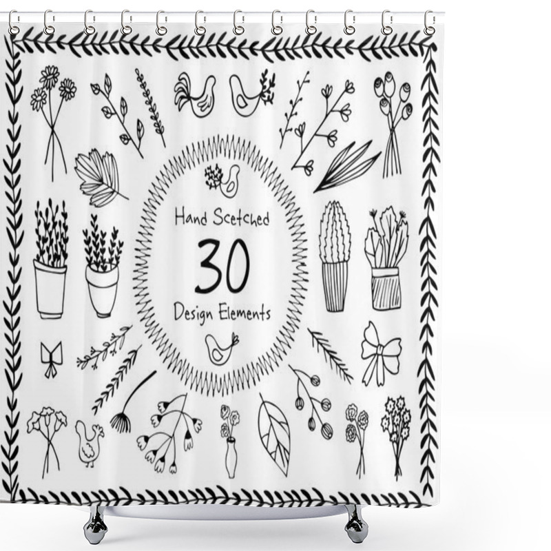 Personality  Set Of Hand-drawn Decorative Elements Shower Curtains