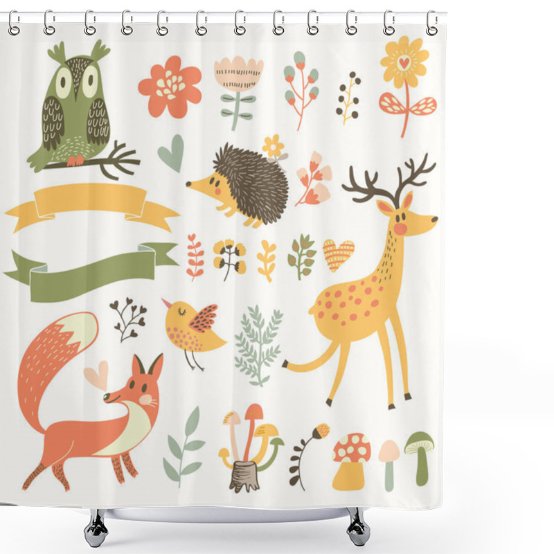 Personality  Russian Forest Set In Vector. Shower Curtains