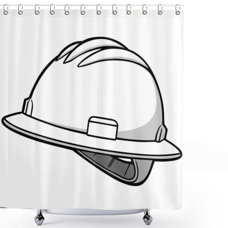 Personality  Roughneck Hard Hat Illustration - A Cartoon Illustration Of A Roughneck Hard Hat. Shower Curtains