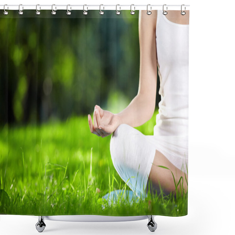 Personality  Lotus Pose Shower Curtains