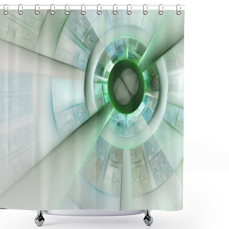 Personality  Abstract Green Lines Pattern, Digital Fractal Art Design Shower Curtains