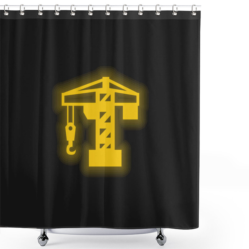 Personality  Architecture Crane Tool Yellow Glowing Neon Icon Shower Curtains