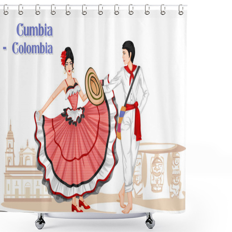 Personality  Colombian Couple Performing Cumbia Dance Of Colombia Shower Curtains