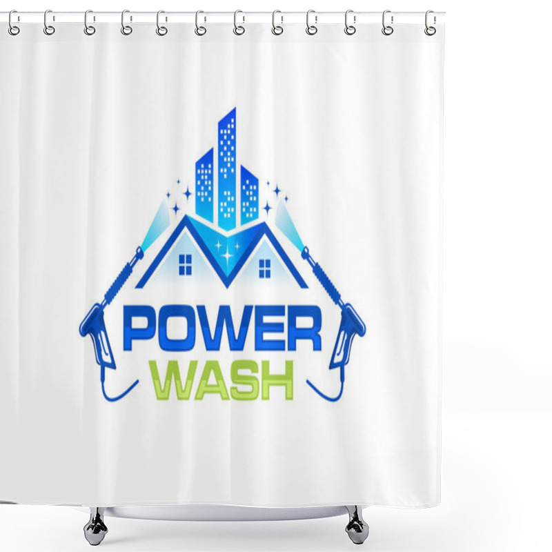 Personality  Illustration Vector Graphic Of Pressure Power Wash Spray Logo Design Template  Shower Curtains