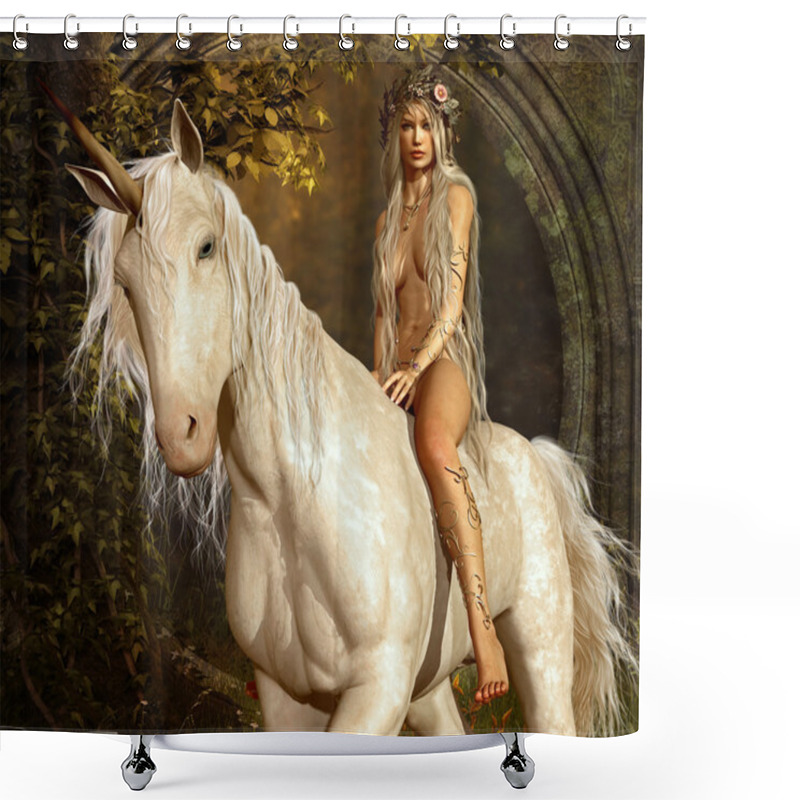 Personality  Maiden And Unicorn Shower Curtains