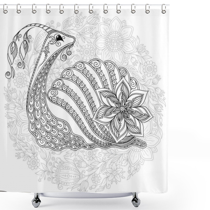 Personality  Illustration Of A Snail. Shower Curtains