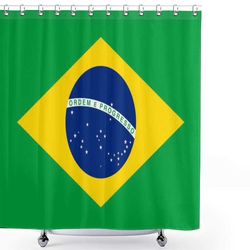 Personality  Flag Design. Brazilian Flag On The White Background, Isolated Flat Layout For Your Designs. Vector Illustration. Shower Curtains