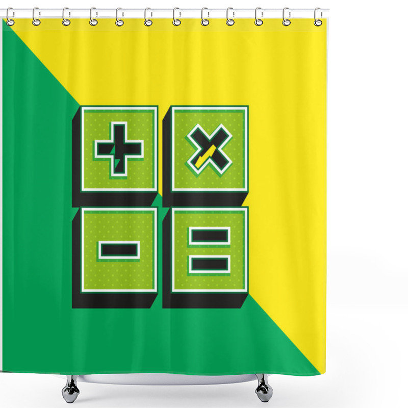 Personality  Add Green And Yellow Modern 3d Vector Icon Logo Shower Curtains