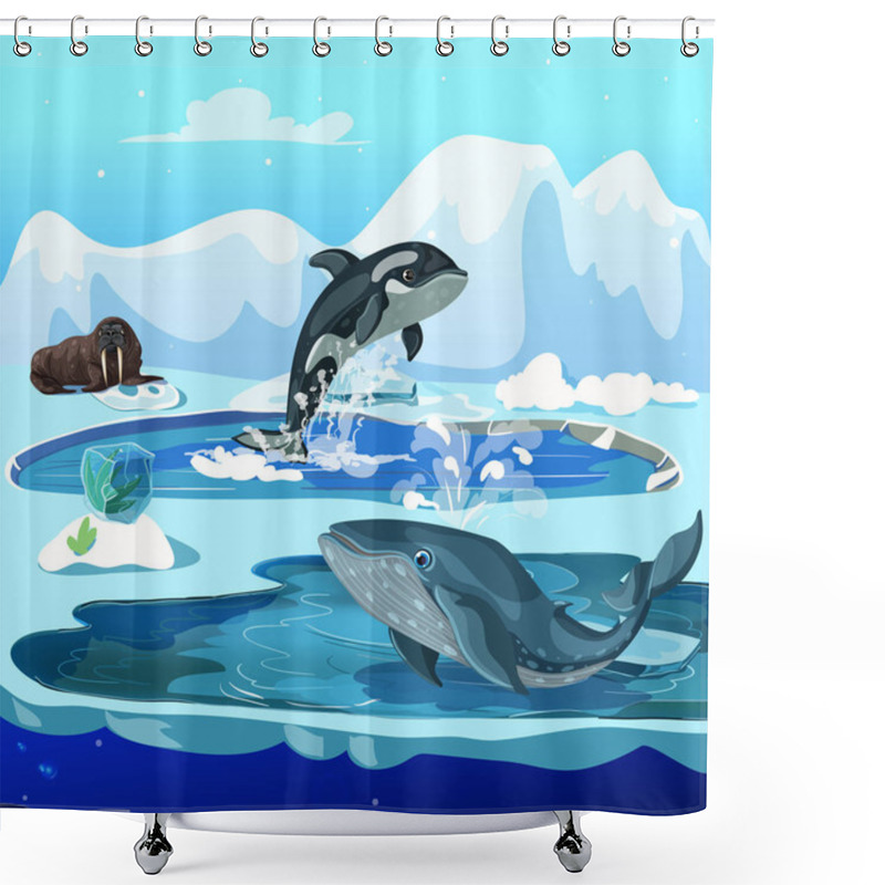 Personality  Cartoon Arctic Fauna Template Shower Curtains