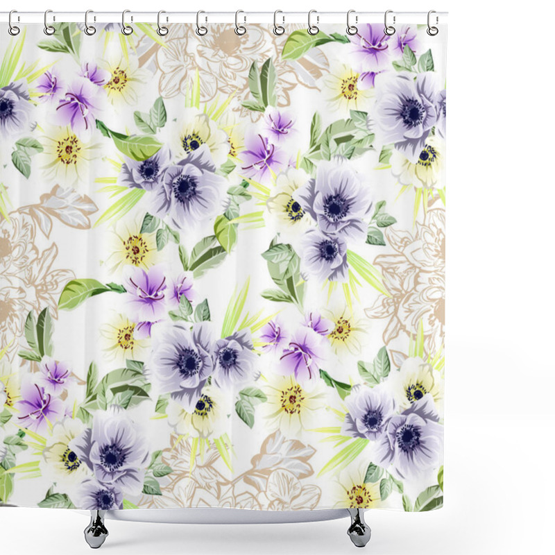 Personality  Abstract Elegance Seamless Background With Flowers Shower Curtains