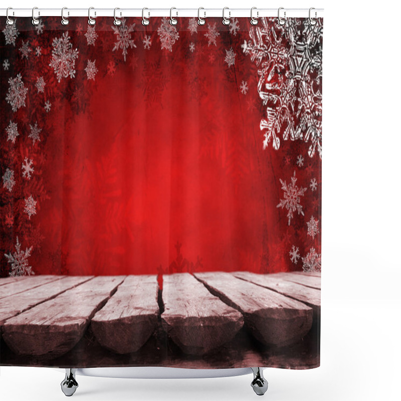 Personality  Empty  Table With Red  Christmas Background Shower Curtains