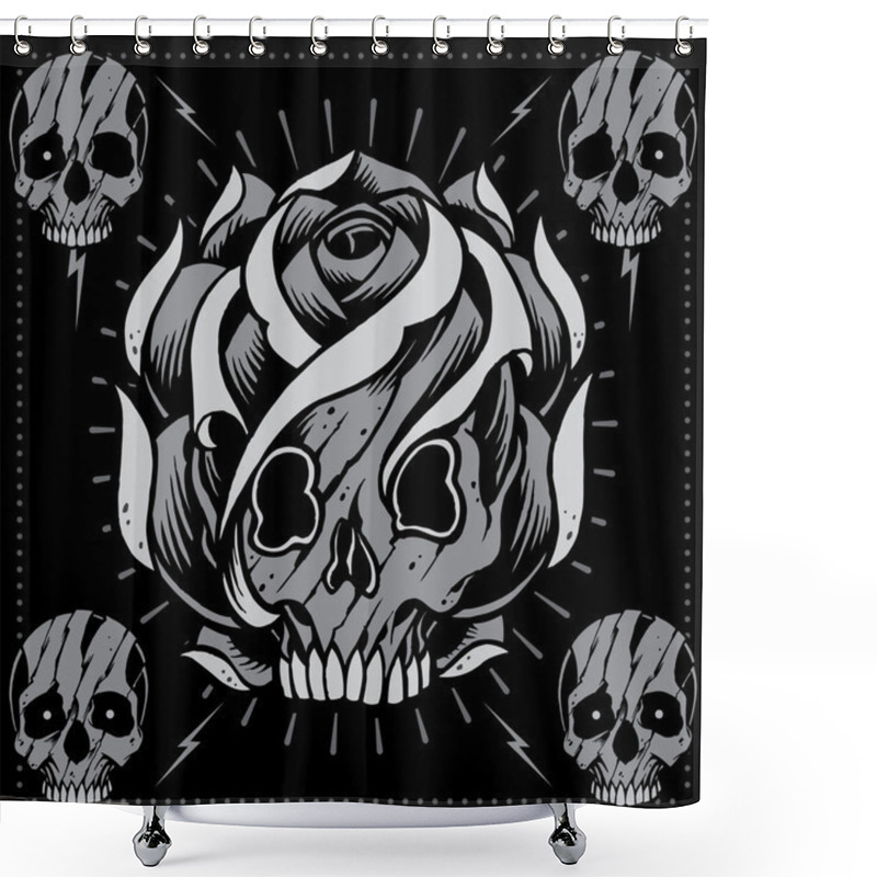 Personality  Skulls And Skull Rose Shape Shower Curtains