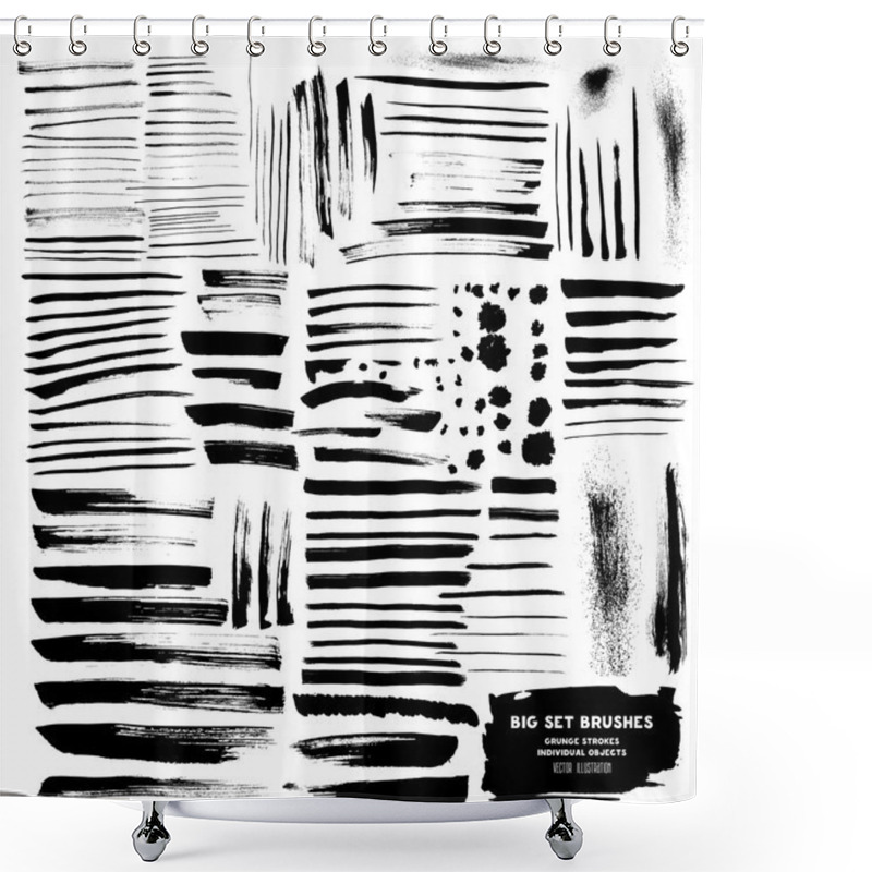 Personality  Set Of Abstract Ink Brush Strokes Shower Curtains