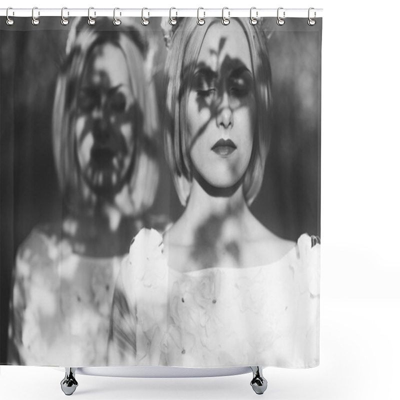 Personality  Two Twin Sisters In A Cherry Blossom Shower Curtains