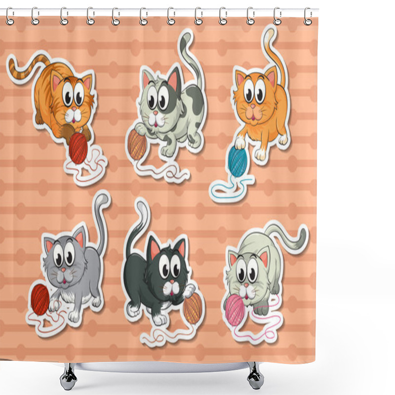 Personality  Kittens Set Shower Curtains