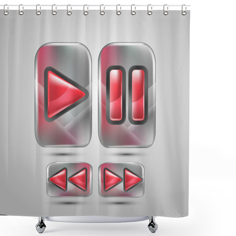 Personality  Play ,Pause And Stop Buttons. Music Icons. Vector Illustration. Shower Curtains