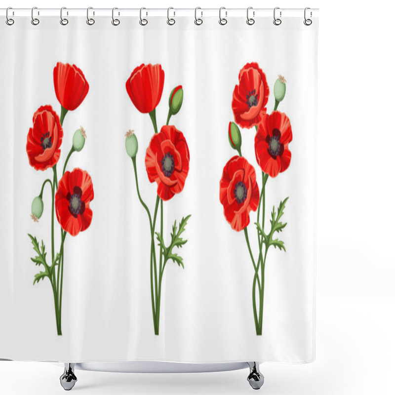 Personality  Vector Red Poppies Isolated On A White Background. Shower Curtains