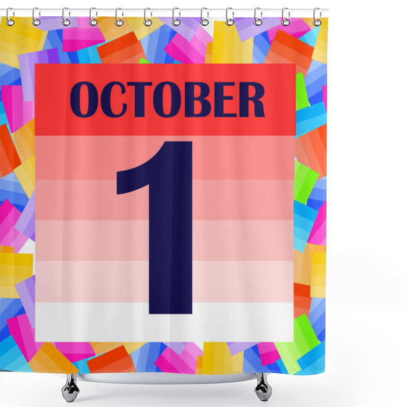 Personality  October 1 Icon. For Planning Important Day. Banner For Holidays And Special Days. Illustration Shower Curtains