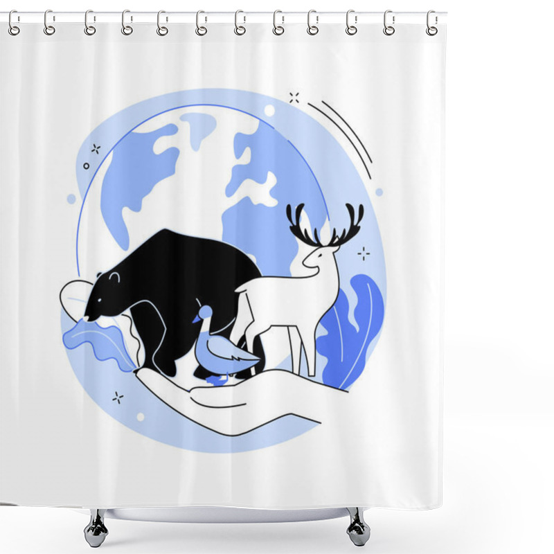 Personality  Wild Animals Protection Abstract Concept Vector Illustration. Shower Curtains