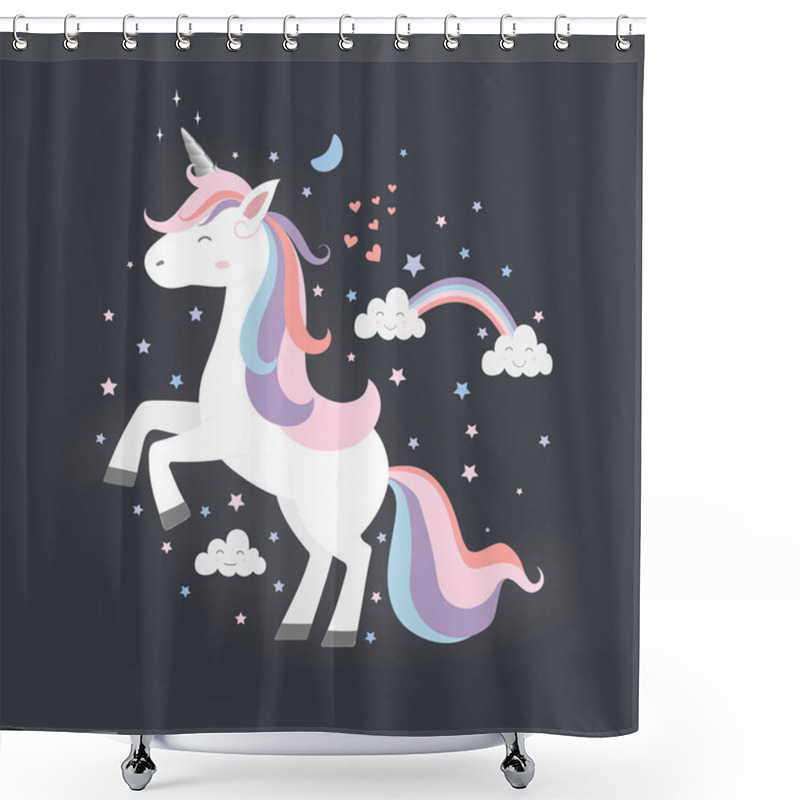 Personality  Cute Unicorn Princess, Magic Creature. Shower Curtains