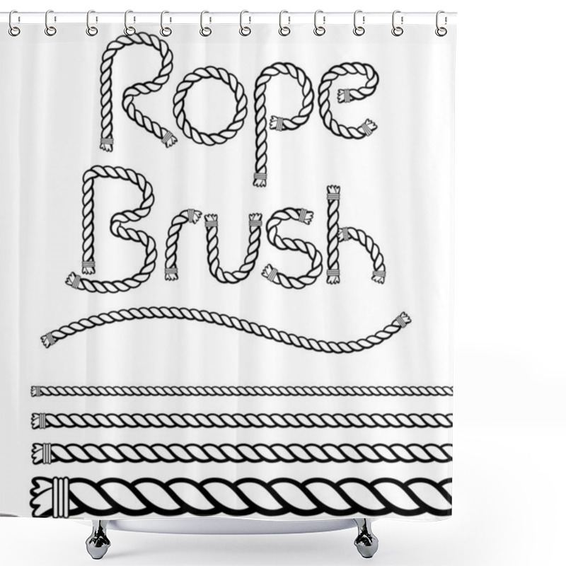 Personality  Rope Brush With Tied Off Ends Editable Scalable Shower Curtains