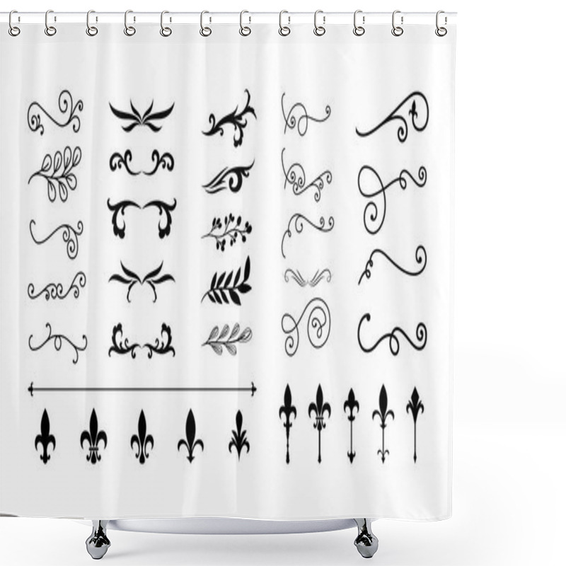 Personality  Dividers Ornaments Line Style Icon Collection Vector Design Shower Curtains