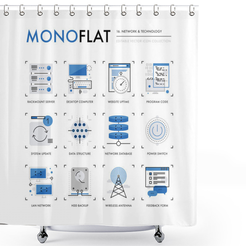 Personality  Network Technology Monoflat Icons Shower Curtains