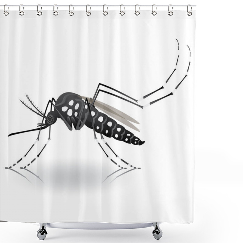 Personality  Nature, Aedes Aegypti Mosquito Stilt. Ideal For Informational And Institutional Related Sanitation And Care Shower Curtains