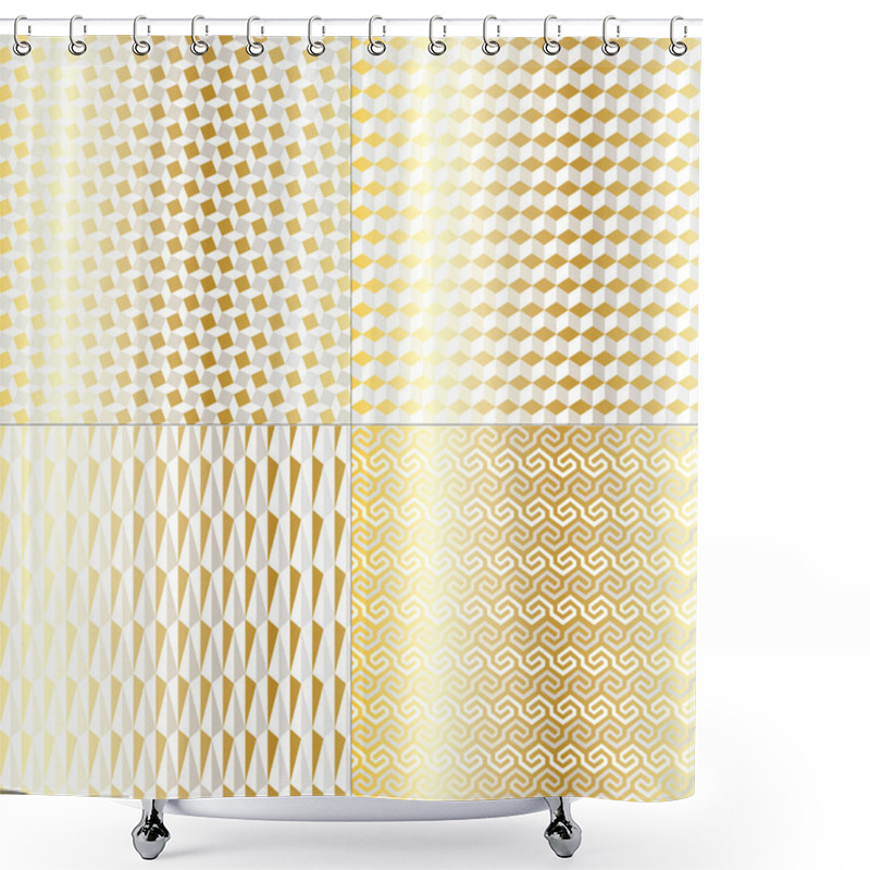 Personality  Silver Gold Geometric Patterns Shower Curtains