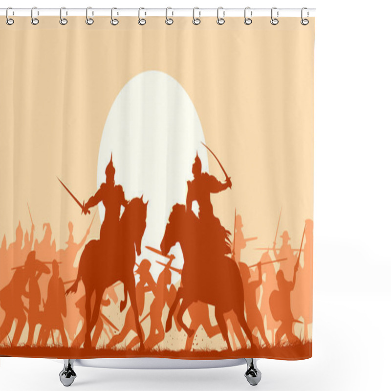 Personality  Illustration Of Medieval Battle With Fight Of Two Mounted Warrio Shower Curtains