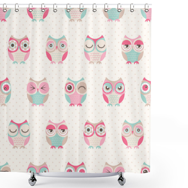 Personality  Seamless Owls Birds Pattern Shower Curtains