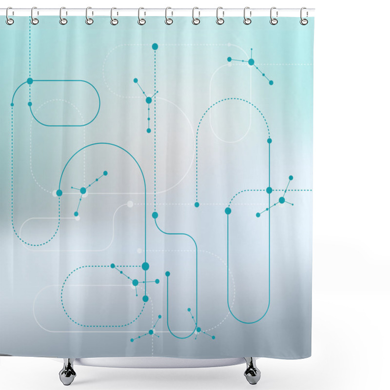 Personality  Abstract Background With Curved Lines, Dotted Lines  Dots. Shower Curtains