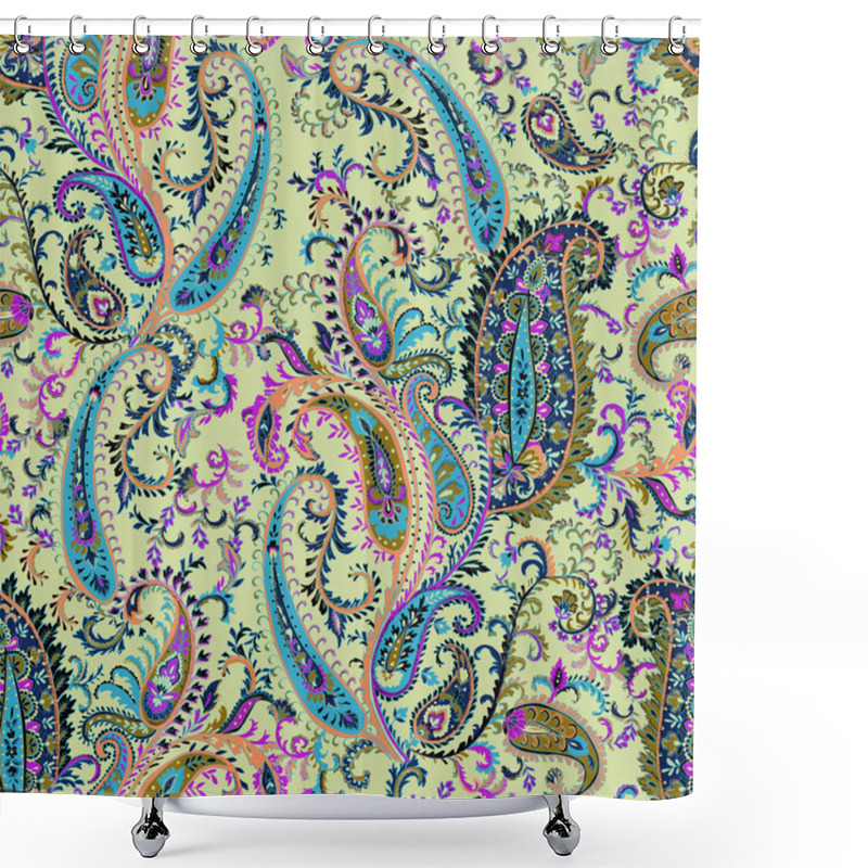 Personality   Seamless Asian Textile Background. Damask Seamless Pattern, Paisley Pattern, Shawl Pattern. Elegant  And Classic Design With Unique New Trendy   Shower Curtains