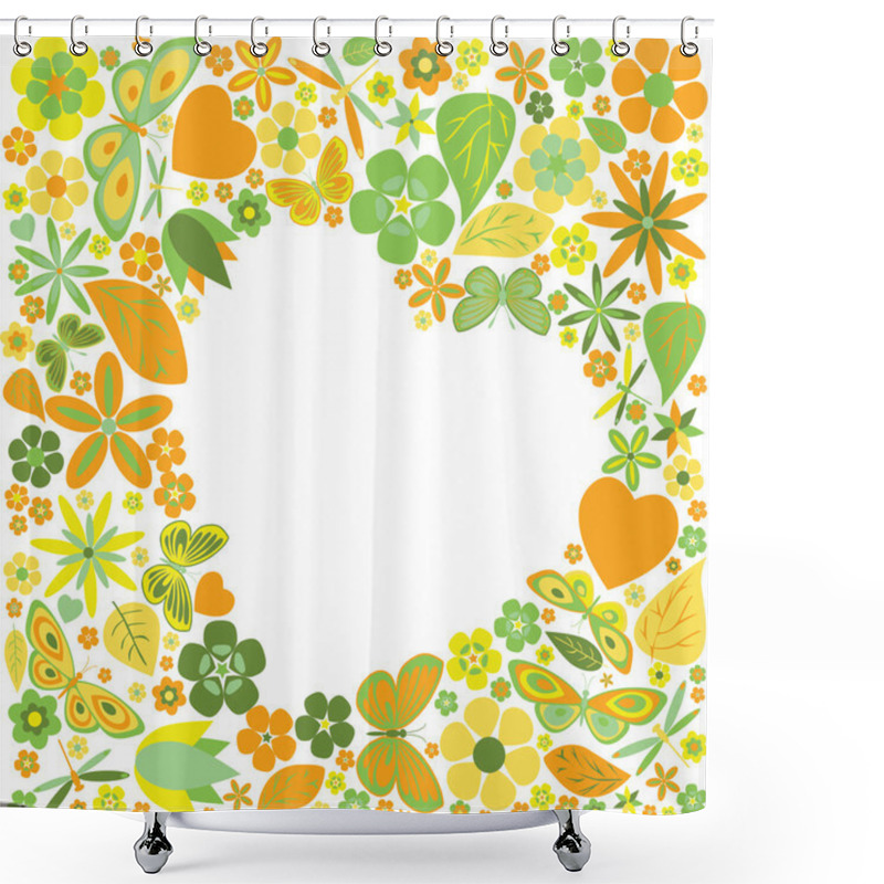 Personality  Holiday Heart With Flowers And Butterflies Shower Curtains