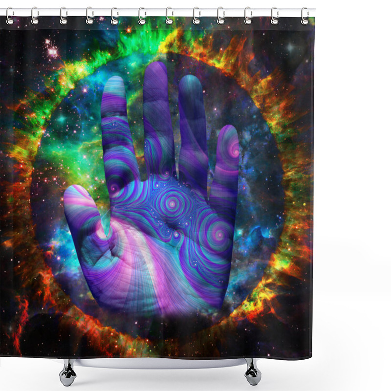 Personality  The Hand Of Creator. 3D Rendering Shower Curtains