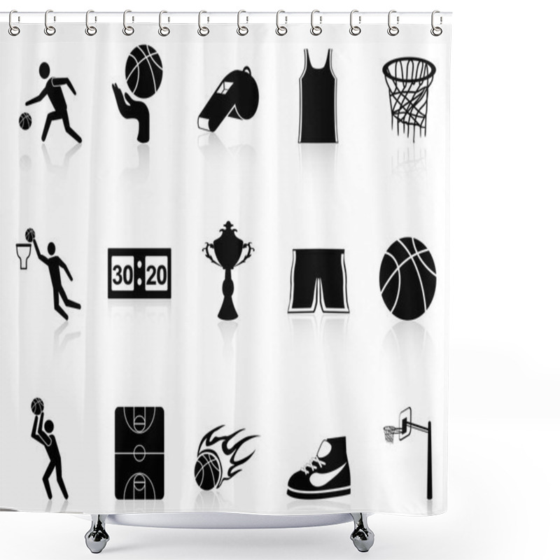 Personality  Basketball Icons Set Shower Curtains