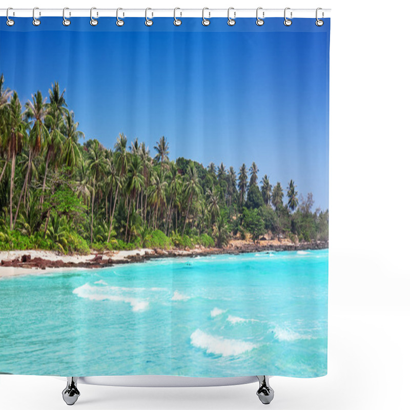 Personality  Palm Trees In Tropical Perfect Beach At Koh Kood , Thailand Shower Curtains