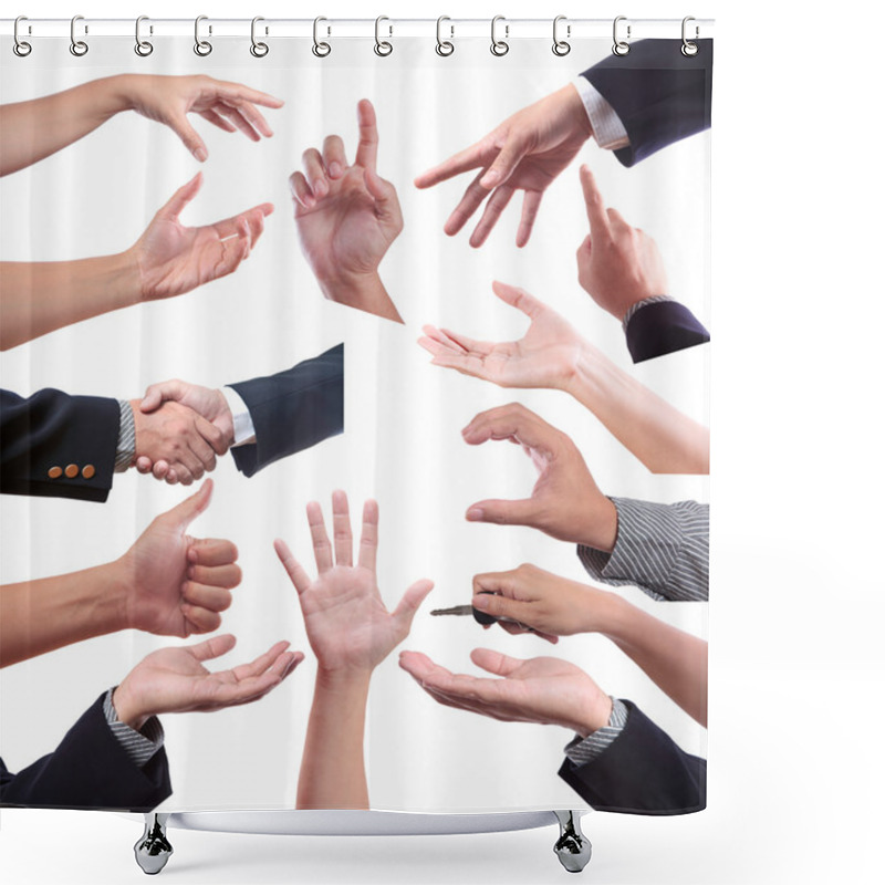 Personality  Clipping Path: Hand Gestures Set, Isolated. These And Other Gest Shower Curtains