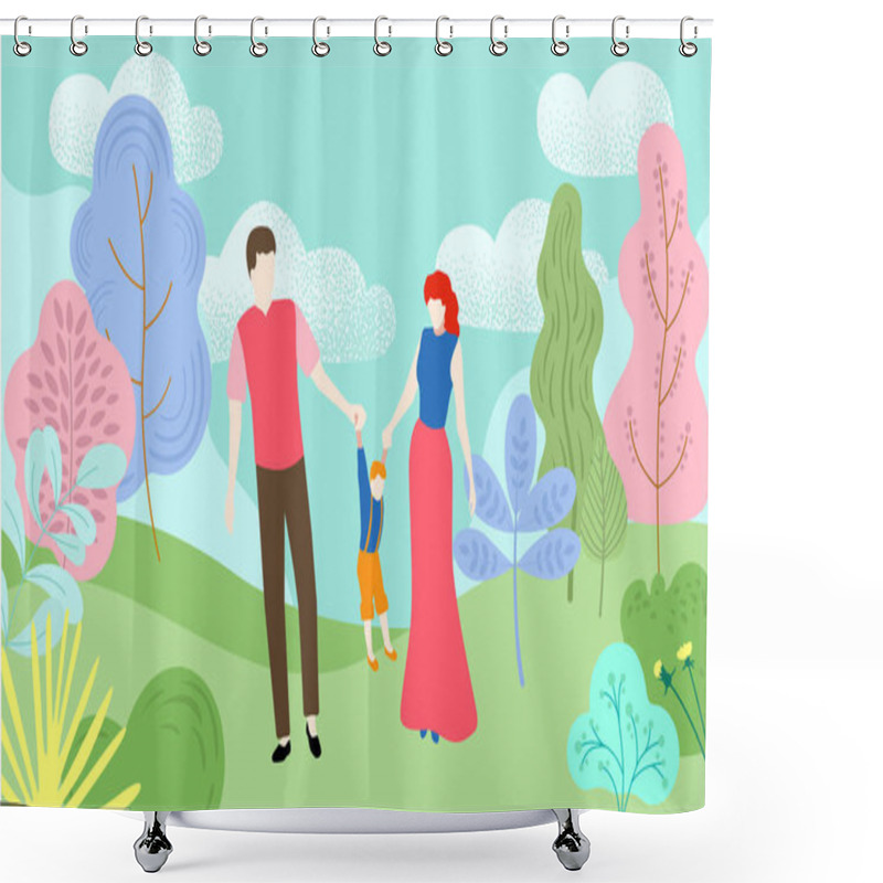 Personality  Hello Spring. Hello Summer. People Spend Weekend Outdoors In Par Shower Curtains