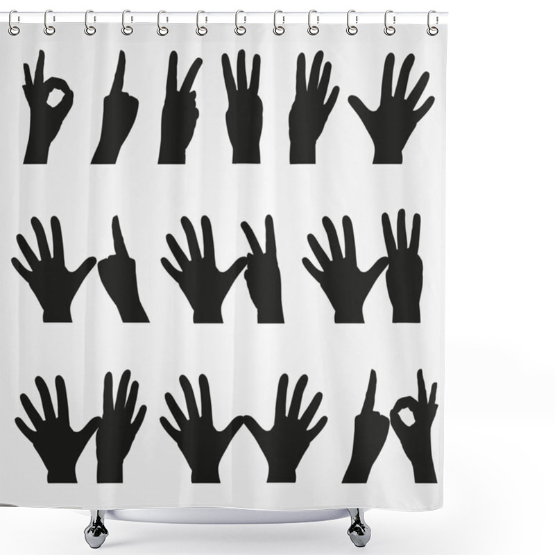 Personality  Set Of Illustrations Of Numbers In The Form Of Hands From 1 To 10 Shower Curtains