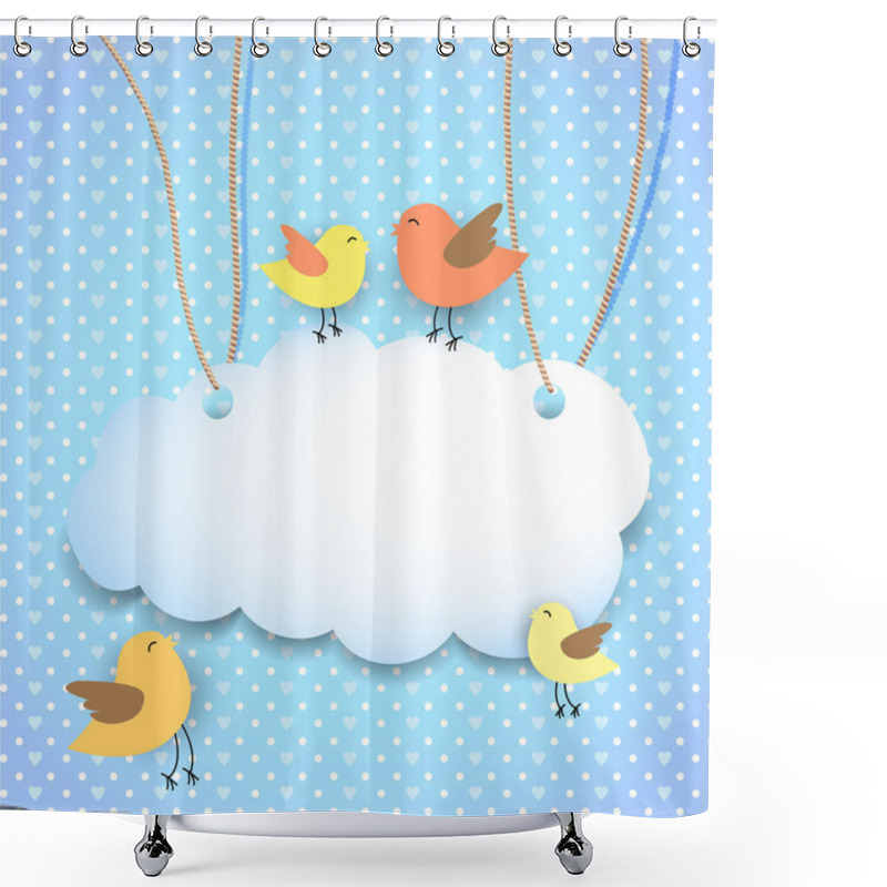 Personality  Card With Birds, Vector Illustration Shower Curtains