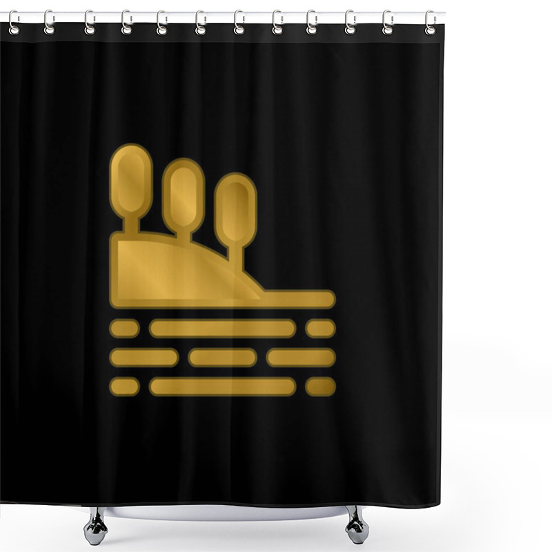 Personality  Bay Gold Plated Metalic Icon Or Logo Vector Shower Curtains