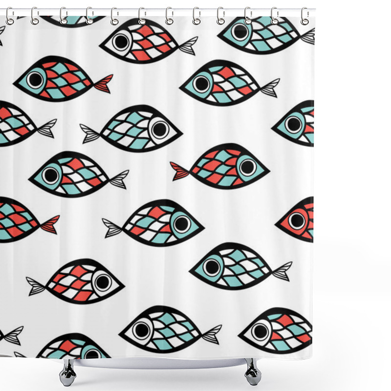 Personality  Fish Pattern In Abstract Style Shower Curtains